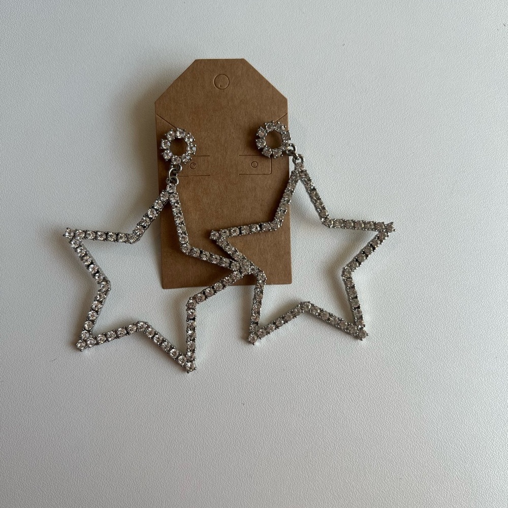 Silver Star Shaped Earrings